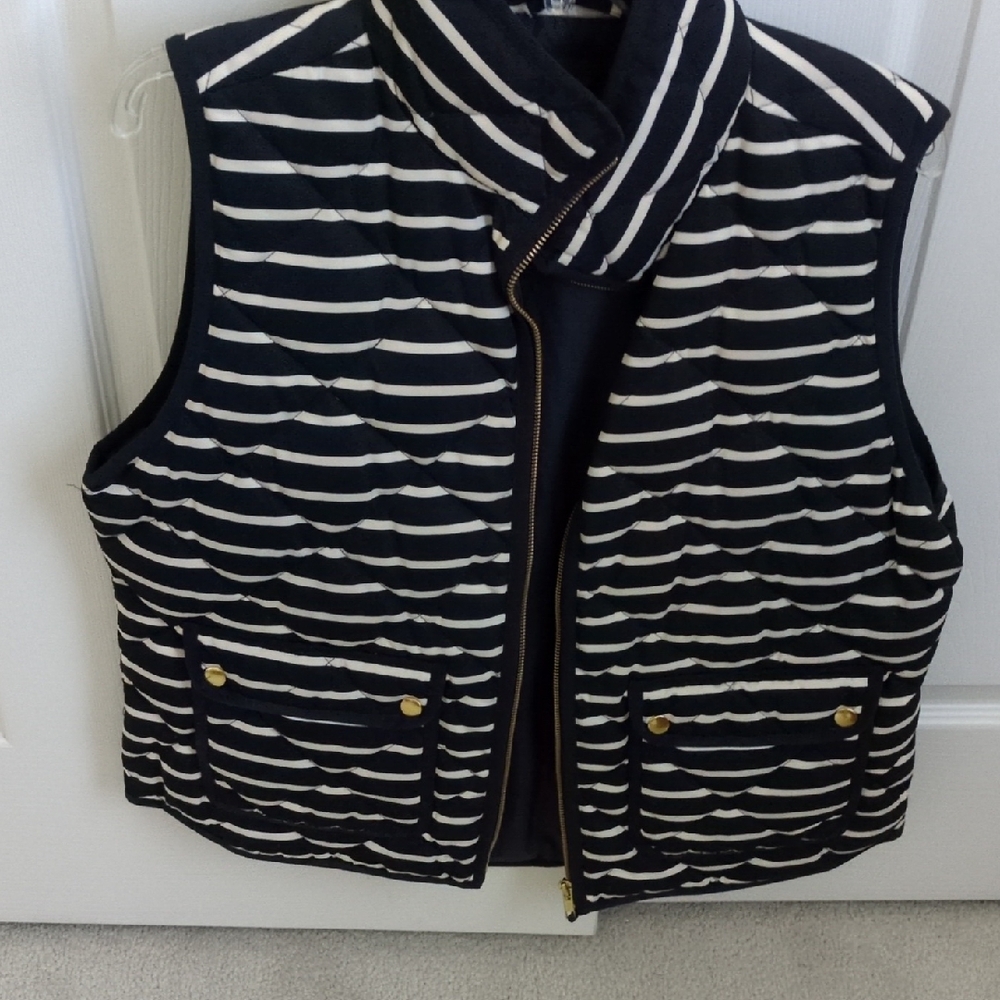 J. Crew Navy and White Striped Vest